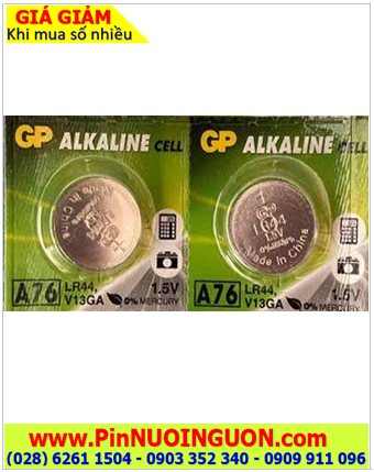 GP A76 _Pin A76 LR44 357; Pin cúc áo 1.5v Alkaline GP A76 LR44 357 chính hãng 